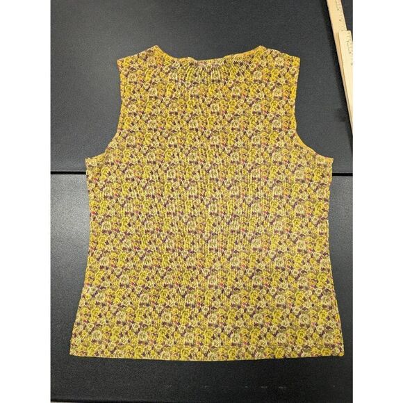 Ellen Tracy Flower Printed Mustard Yellow Women's Large - Picture 2 of 5